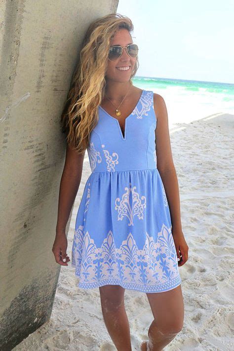 Maracas Beach Blue Printed A Line Dress Summer Dresses Dresses
