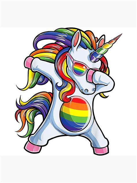 Dabbing Unicorn Gay Pride Lgbt Lesbian Rainbow Flag Poster By