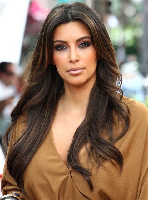 Kim Kardashian Long Hairstyles Center Parted Hairstyles Popular Haircuts