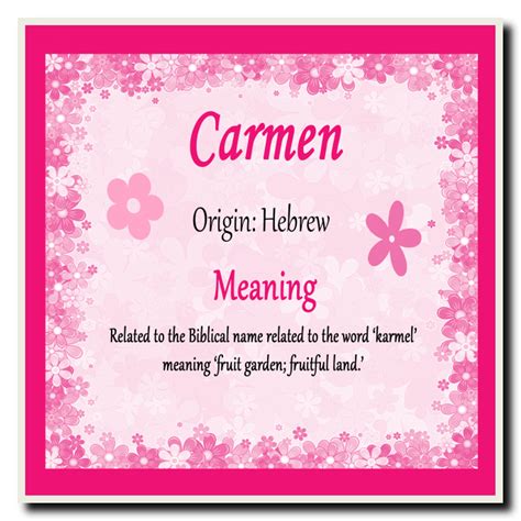 Carmen Personalised Name Meaning Coaster The Card Zoo