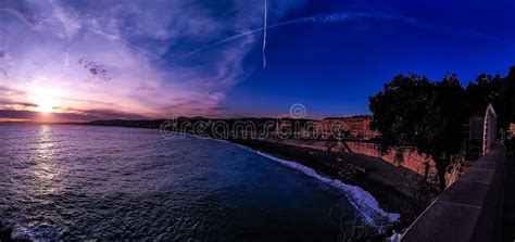 Sunset In Nice French Riviera France Editorial Stock Image Image Of