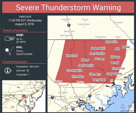 A severe thunderstorm warning means there is significant danger for the warned area. 60 MPH Winds Prompt Severe Thunderstorm Warning | Bel Air ...