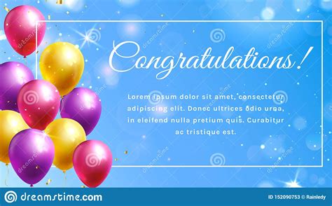 Congratulation Banner With Colorful Balloons Vector Stock Vector