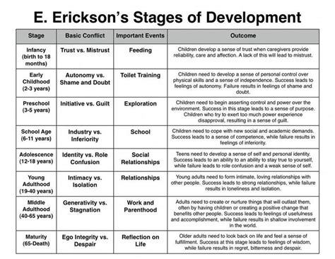 Erik Ericksons Stages Of Development Chart Download