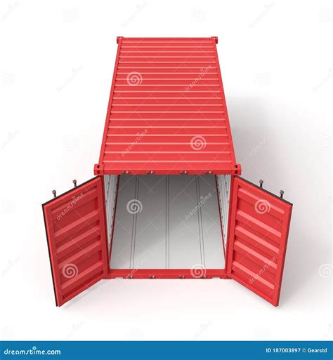 3d Rendering Of Open Red Shipping Container Isolated On White