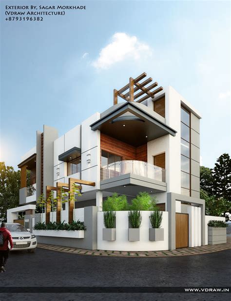 Exterior By Sagar Morkhade Vdraw Architecture Modern Exterior House