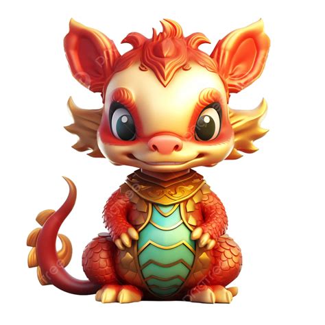 Golden Red Cute Three Dimensional 3d Chinese Dragon Model 2024 New Year Spring Festival Holiday