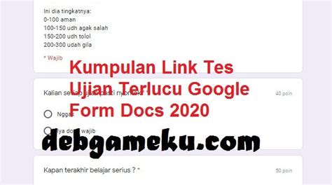 Created by dokkanstonera community for 1 year. Link Soal Kegabutan / Link Tes Ujian Fakgirl Update Google Docs Form Debgameku : Kegabutan.com ...