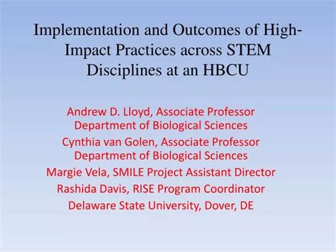 Ppt Implementation And Outcomes Of High‐ Impact Practices Across Stem