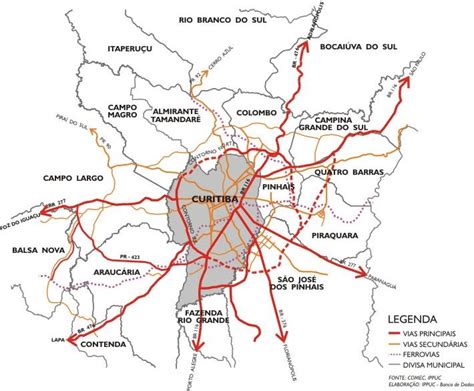Mapas Das Principais Vias De Curitiba Fonte Ippuc Download