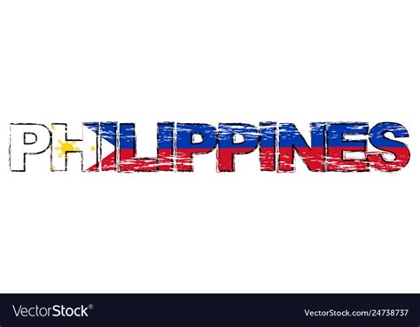 Word Philippines With Filipino National Flag Vector Image