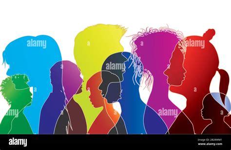 Silhouette Multiracial People Of Different Agesgroup Of People