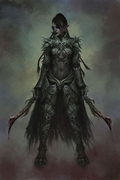 Shadow Elf Dark Elf Female Warrior Art Dark Fantasy