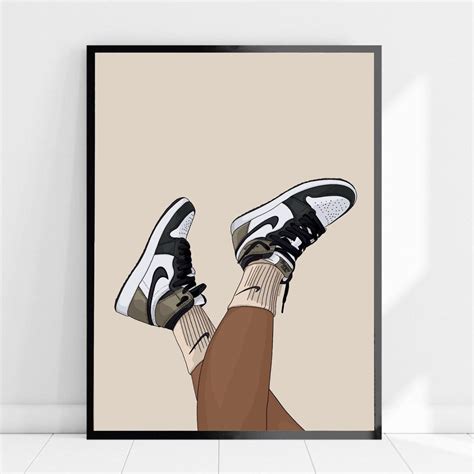 Air Jordan 1 Trainers Print Sneakers Birthday T Etsy Canvas