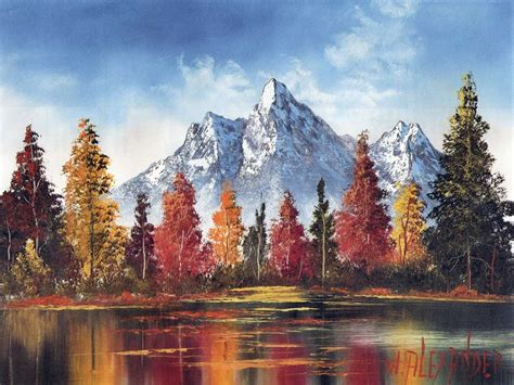 Holiday Mountain Fall Landscape Painting Autumn Painting Watercolor