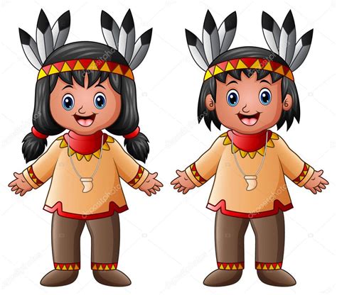 Kinder Cartoon Native American Indian — Stockvektor © Dualoro 167492044