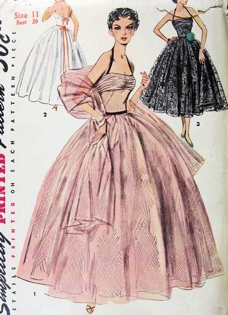 Sewing pattern misses formal gown pattern strapless dress pattern front split gown pattern mccalls gown dress drawing pattern clothing png 680x678px gown. 1950s Dreamy Evening Formal Gown and Stole Pattern Draped ...
