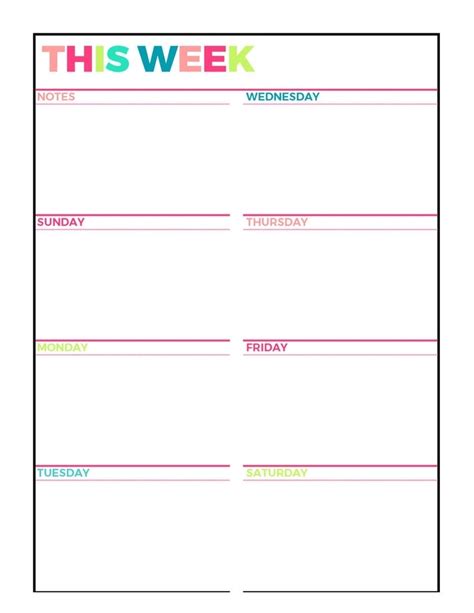 Printable Weekly Calendar Monday Thru Friday Example Blank Weekly