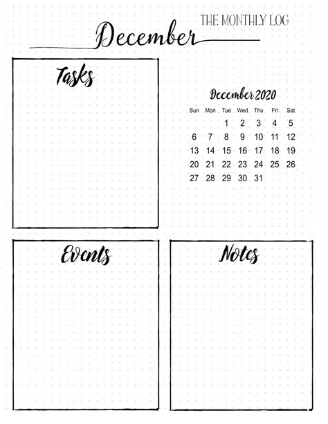 Bullet Journal Calendar Free Customizable Printable