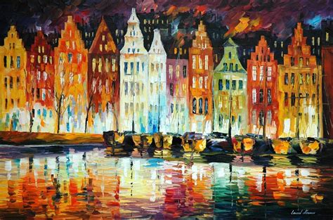Amsterdams Panorama — Palette Knife Oil Painting On Canvas By Leonid