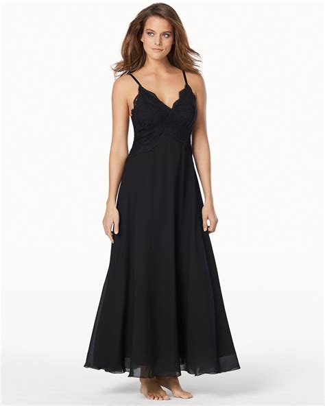 Lace Long Nightgown Black Soma