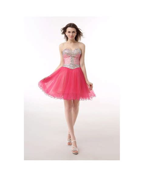 A Line Sweetheart Short Tulle Prom Dress With Beading Yh0040 136