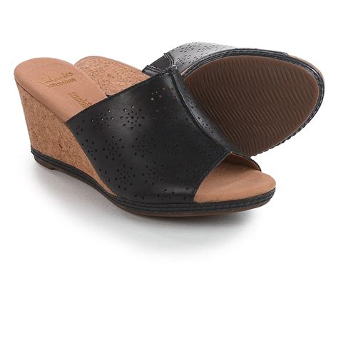 Clarks Helio Corridor Wedge Sandals Leather For Women