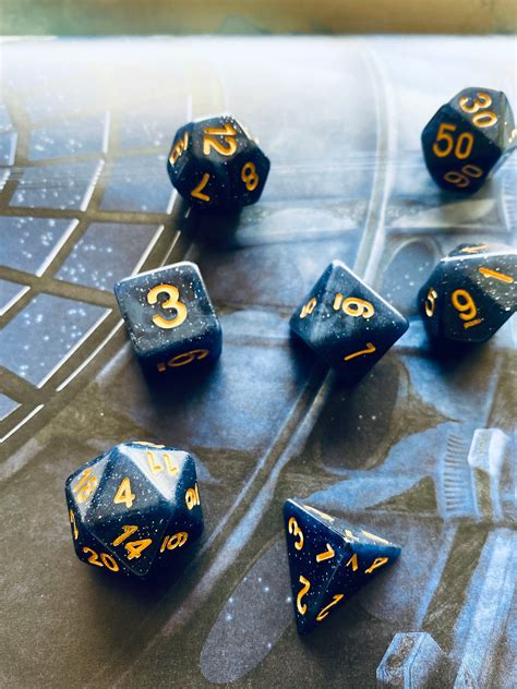 Starry Sky Dnd Dice Set For Dungeons And Dragons Rpg Blue And Black