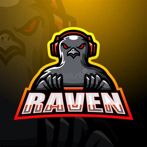 Raven Game Player Esport Mascot Logo Design Stock Vector Illustration