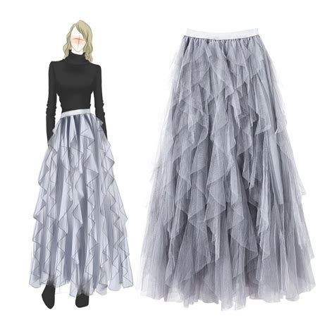 High Quality Elegant Ruffles Mesh Skirts New 2019 Spring Women Skirts D935 In Skirts From Women