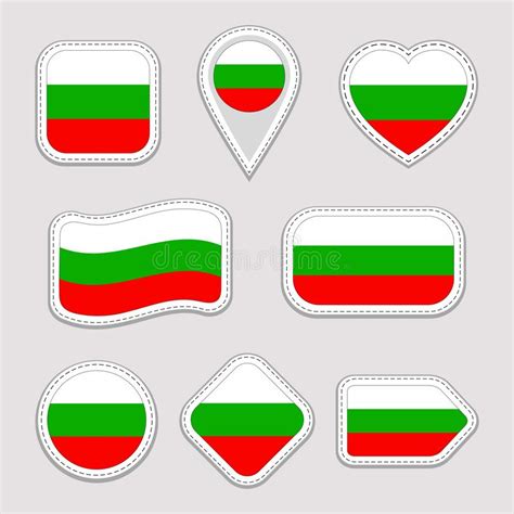 Bulgaria Flag Vector Set Bulgarian National Flags Stickers Collection