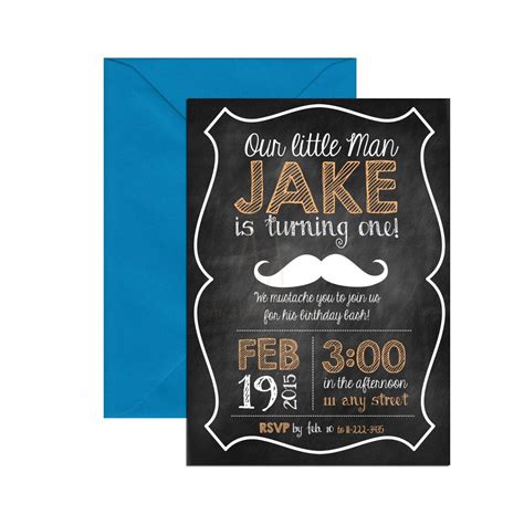 Mustache Chalkboard Invite Envelopes Aesthetic Designs