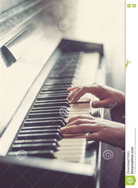 Close Up Of Hands Playing Piano Stock Photo Image Of Black Hands