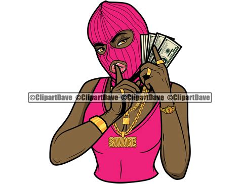 drawing and illustration art and collectibles digital gangster ski mask gold teeth holding money