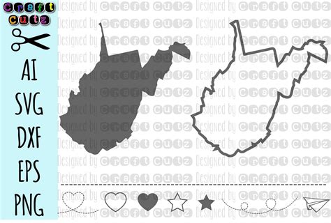 West Virginia 4 Designs Svg Dxf Png Eps Cricut Explore Printable