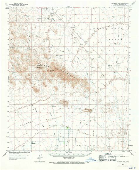 Belmont Mountains Arizona 1962 1971 Usgs Old Topo Map Reprint 15x15