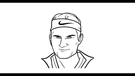 How To Draw Roger Federer Face Pencil Drawing Step By Step Youtube