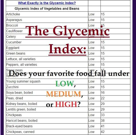 Glycemic Index Food List High And Low Gi Index Foods Chart Best