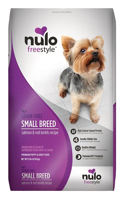 Learn more about higher protein, lower carb options for dogs preferring a simplified diet. Nulo FreeStyle Grain-Free Small Breed Salmon & Red Lentils ...