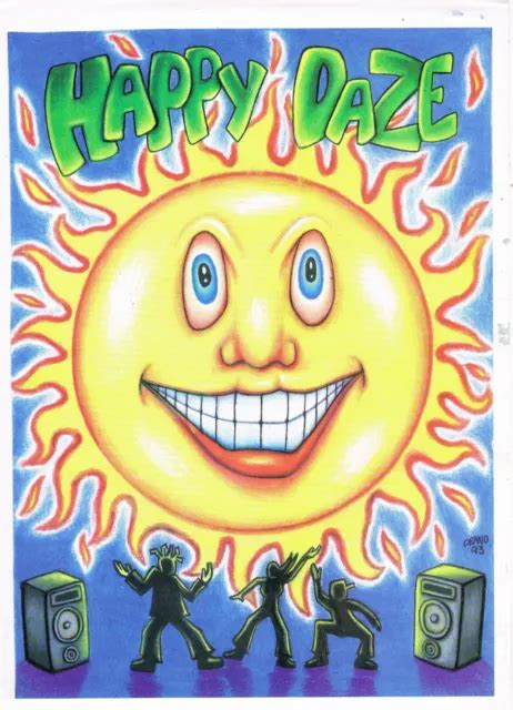 Happydaze Rave Flyer 11994 A4 Monroes Southend Art By Deano Swan E