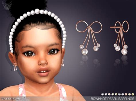Bowknot Pearl Earrings For Toddlers By Feyona At Tsr Sims 4 Updates