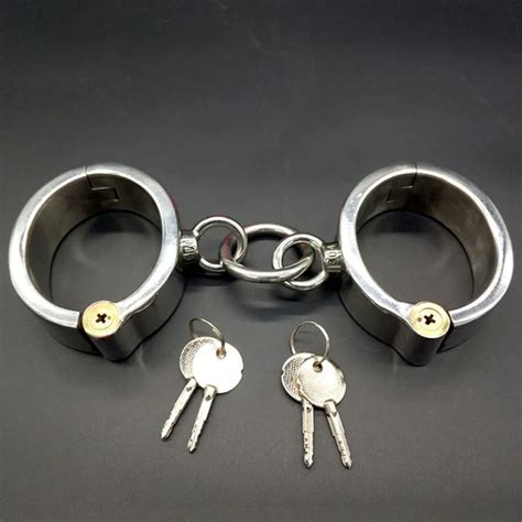 New Metal Leather With Lock Collar Handcuffs Fetish Slave Hot Sex Picture