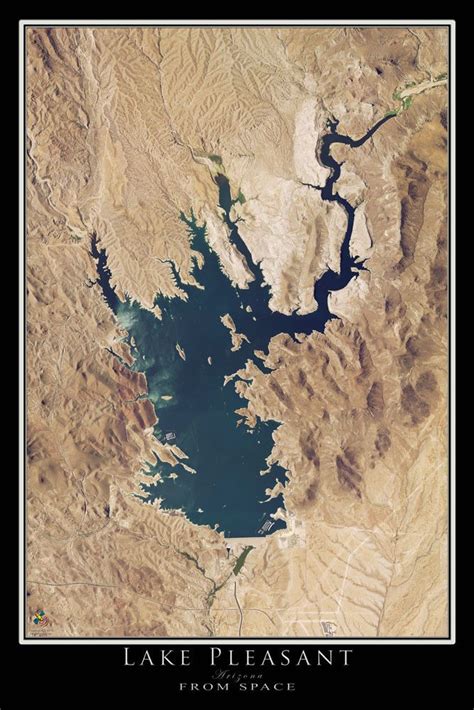 Lake Pleasant Arizona From Space Satellite Poster Map Lake Pleasant