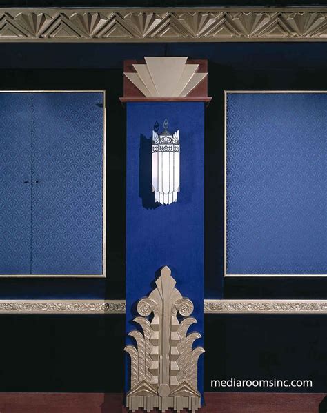 Art Deco Award Winning Home Theater With Custom Light Sconces And Hand