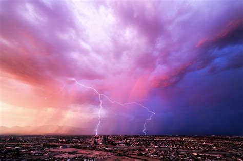 Landscape City Lightning Clouds Storm Thunder Wallpaper 3840x2559
