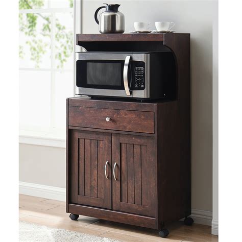 Gramercy Way Mahogany Microwave Cart With Double Door Cabinet 1 Drawer