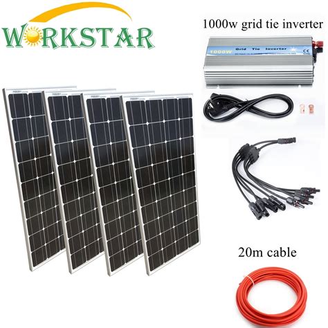 4100w Glass Grid Solar Panels With 1000w Grid Tie Inverter Complete