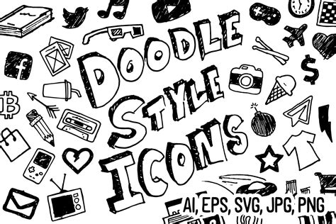 Doodle Style Icon Pack By jmoroun | TheHungryJPEG.com