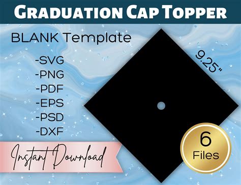 Blank Graduation Cap Topper Template Digital Download Grad Etsy Ireland