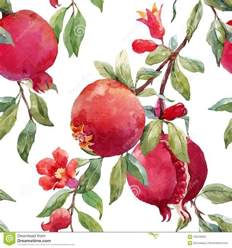 Pomegranate Fruit Vector Pattern Stock Vector Illustration Of Palm